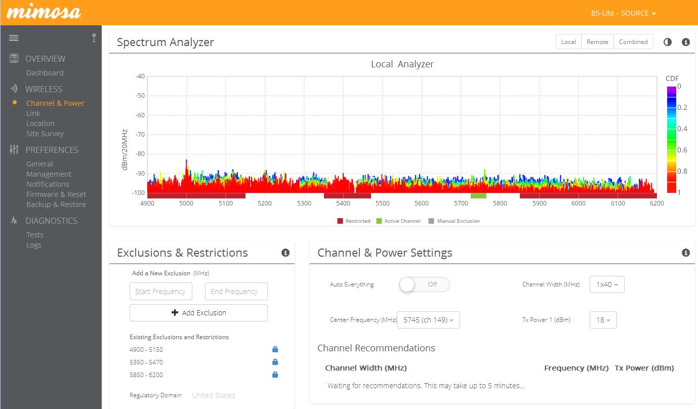 mimosa c5c specrumanalyzer